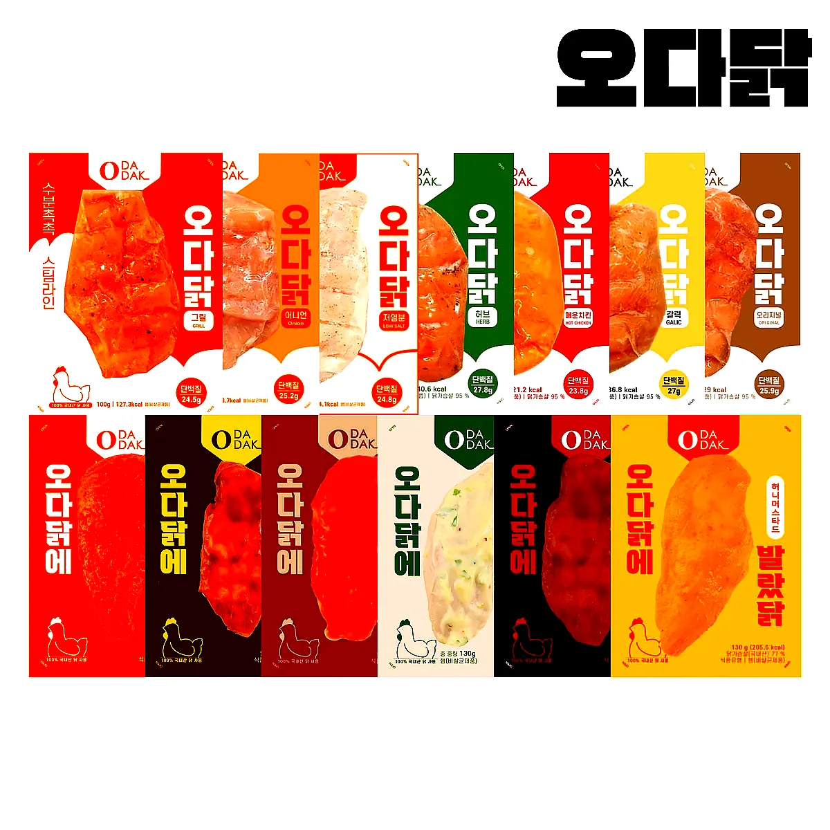 오다닭 스팀 저염 닭가슴살 100g 18종 (총30팩) 소스 냉동 이미지 1