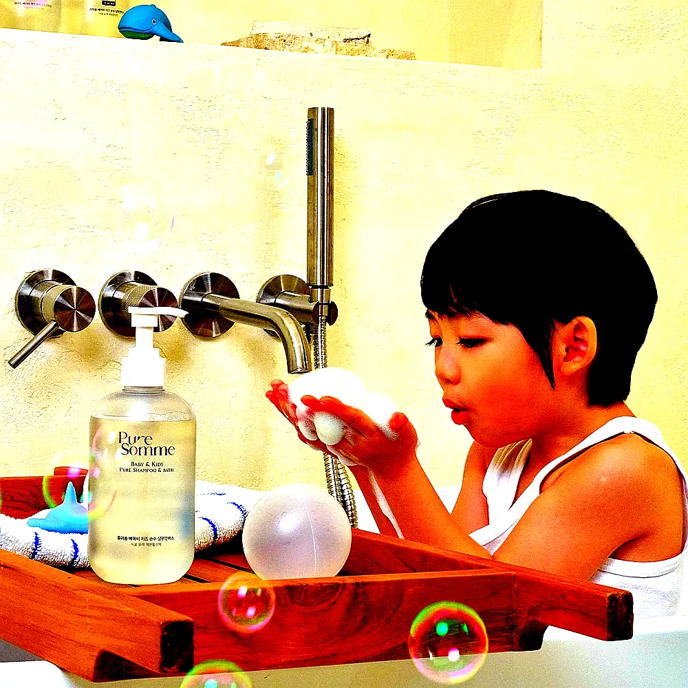 퓨어솜 아토 아기 신생아 어린이 순한 샴푸앤바스 약산성 보습 바디워시 500ml, 1개 이미지 3